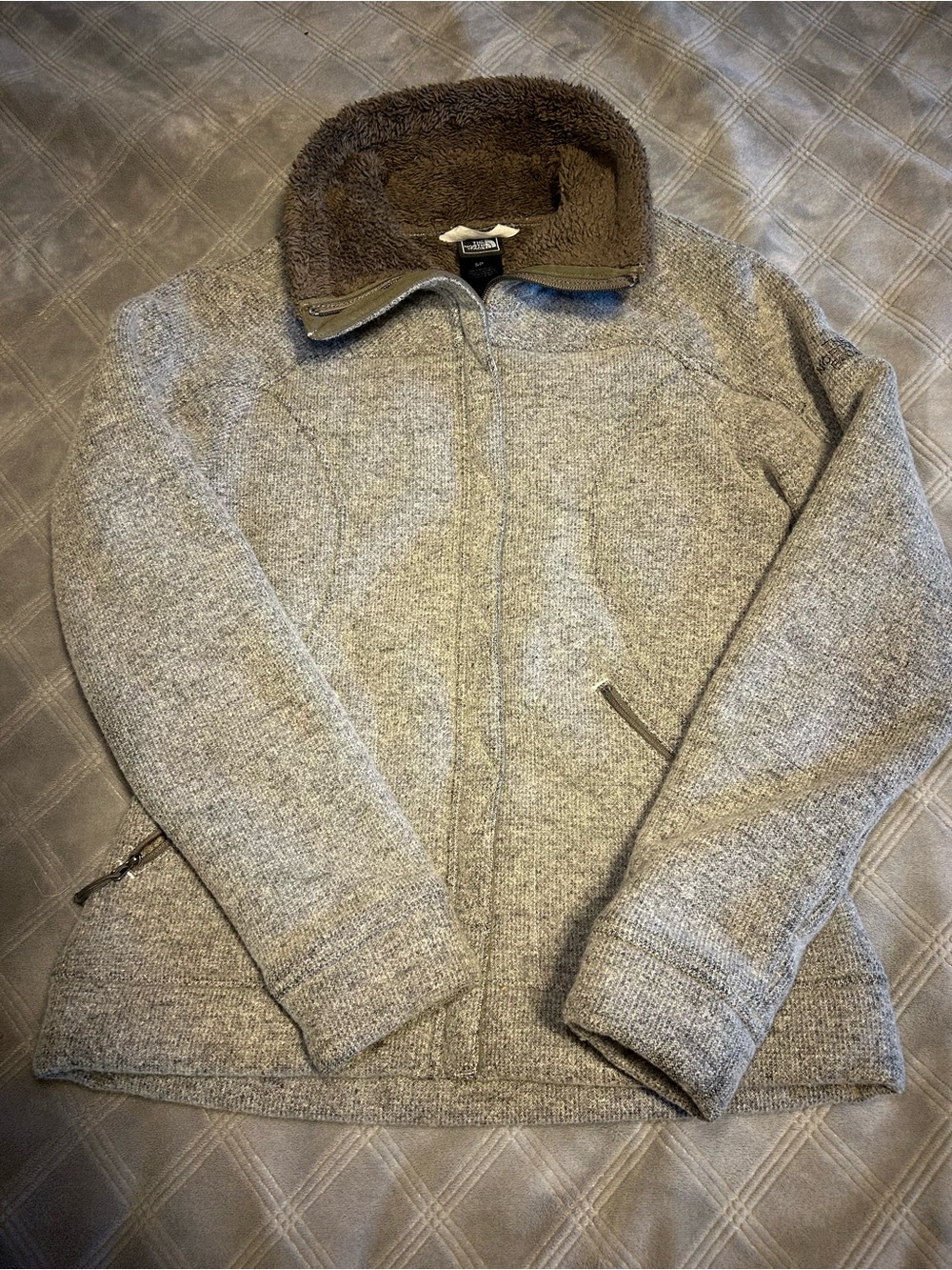 The North Face Women's Gray Sherpa-Lined Zip Jacket